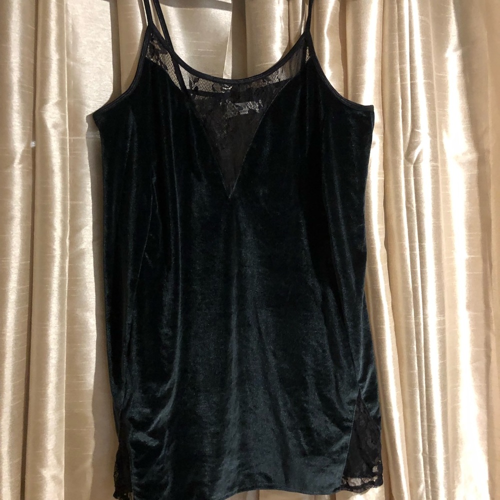 Green Velvet lace slip dress